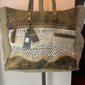 Brown and Tan Women's Tote